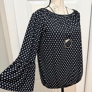Michael Kors Black and White Polka Dot Blouse